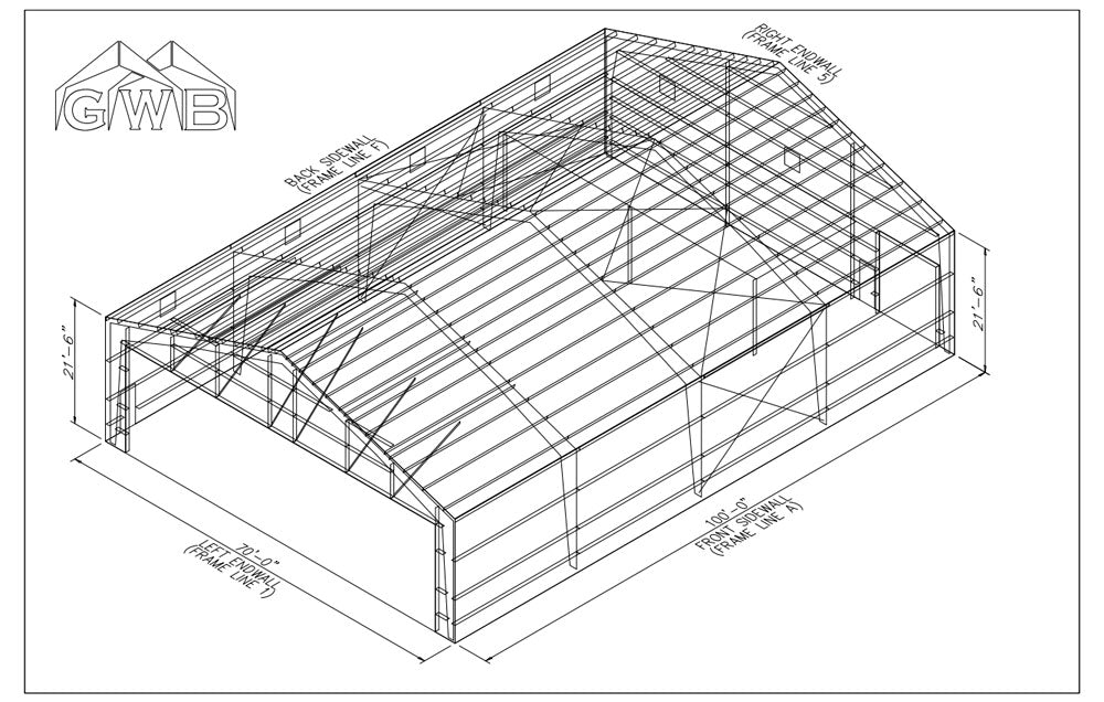 70 x 100 Hangar Steel Building Kit