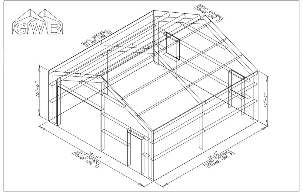24 x 24 Shop Steel Building Kit