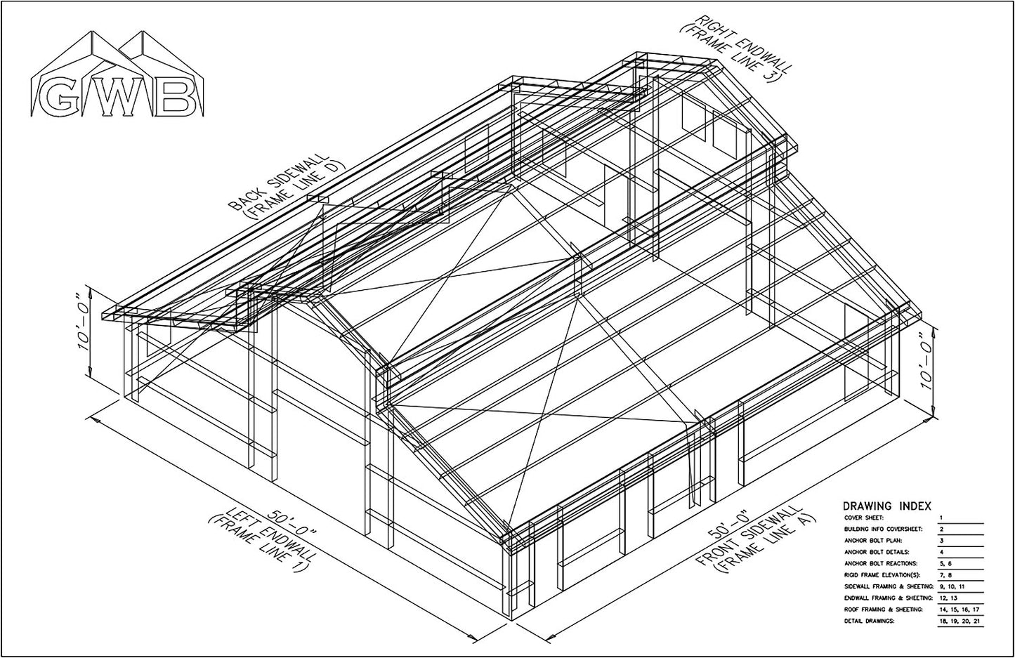 50 x 50  Barn & Agricultural Steel Building Kit