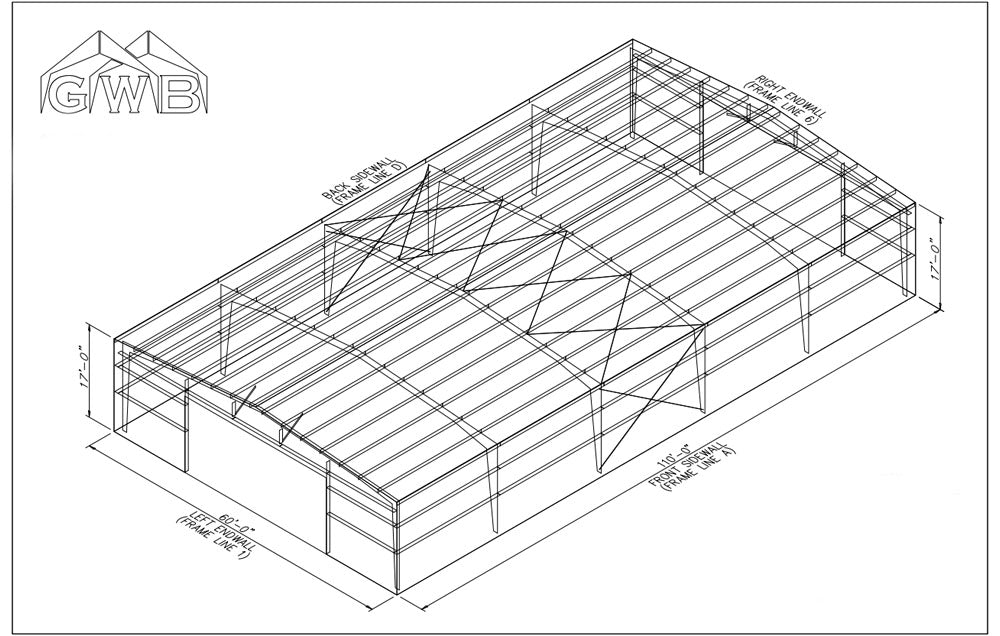 60 x 110  Shop Steel Building Kit